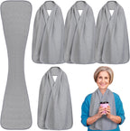 6 Pcs Adult Bibs Scarf for Eating Dignity Dining Protectors Scarf Bibs for Elderly Senior Citizens Washable(Gray)
