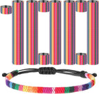 Cunno 100 Pcs LGBT Pride Month Bracelet for Men and Women, Weave Rainbow LGBTQ Braided Rope Friendship Bracelet Adjustable Bisexual Bracelet Handmade Woven Festival Accessories for Gay Lesbian