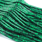150pcs 2x4mm Green Malachite Tube Shape Beads Loose Flat Round Cylinder Flat Spacer Green Stone Beads for Bracelet Earrings Jewelry Making