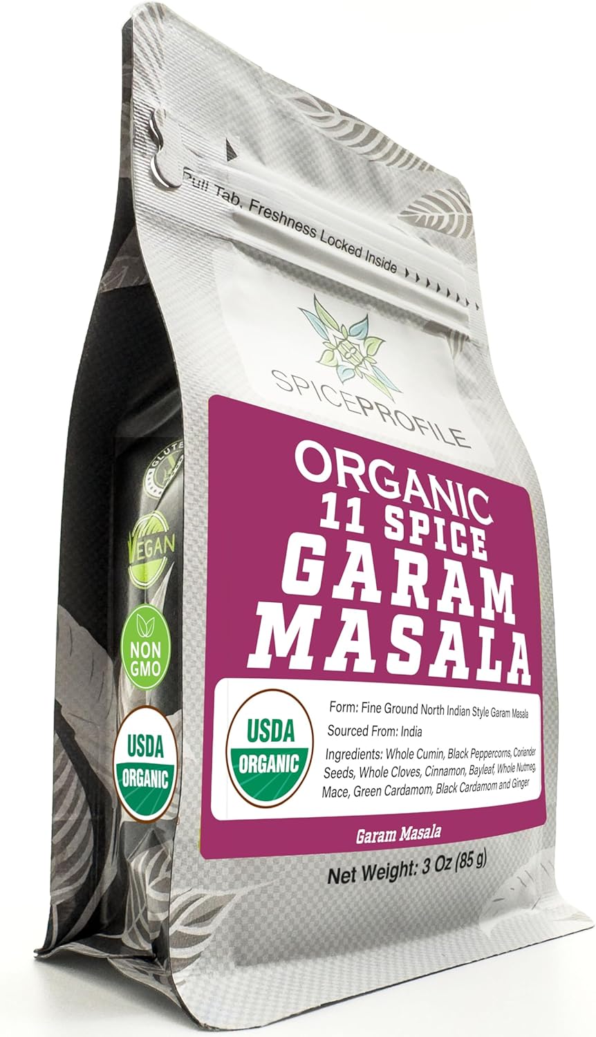 Spice Profile USDA Organic 11-Spice Garam Masala, 3 oz, Lab Tested for Heavy Metals, Salt Free, North Indian Style
