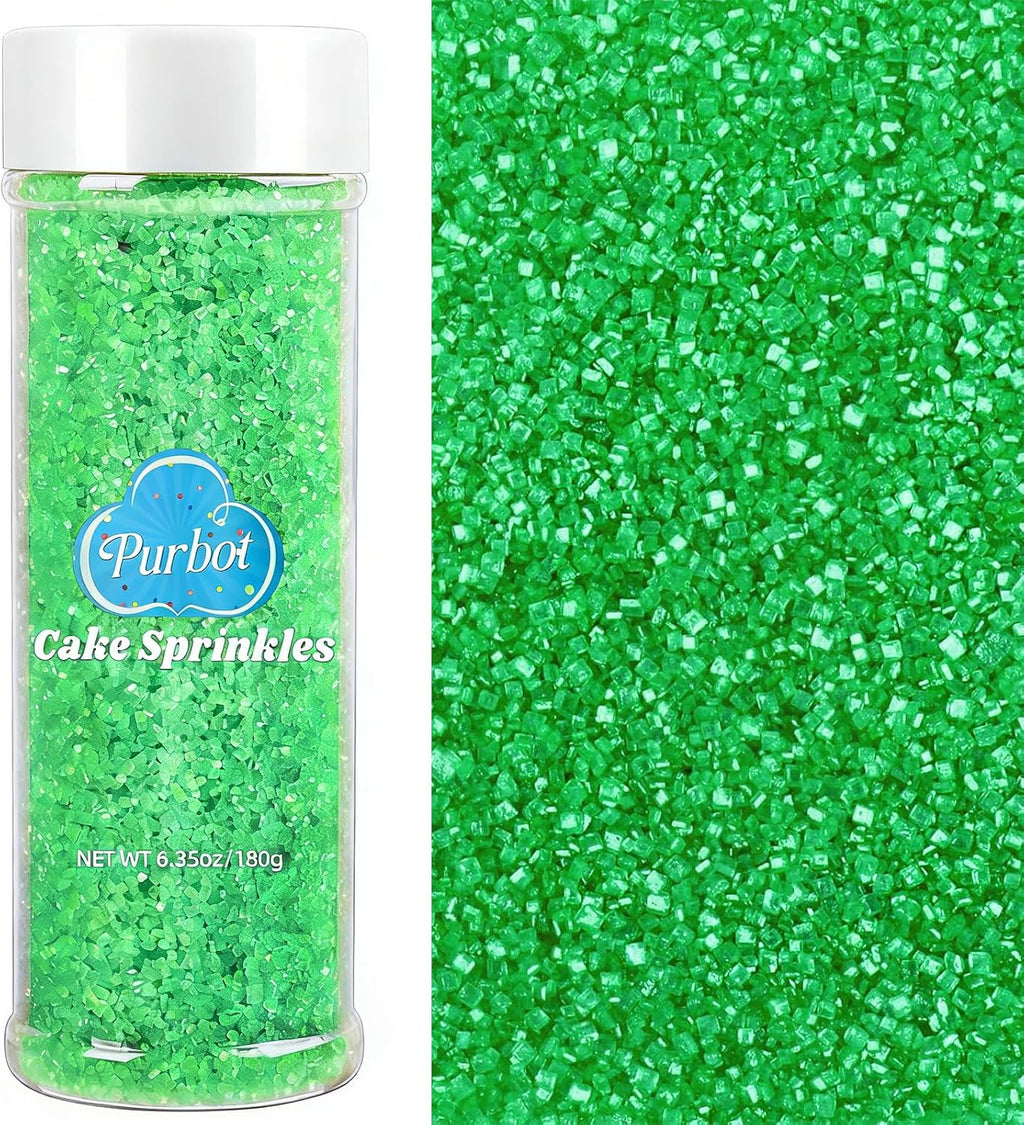 Green Sprinkles Sanding Sugar for Baking, 6.35 Oz Edible Sparkling Sugar Crystals for Cake Cupcake Cookie Ice Cream Topping