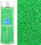 Green Sprinkles Sanding Sugar for Baking, 6.35 Oz Edible Sparkling Sugar Crystals for Cake Cupcake Cookie Ice Cream Topping