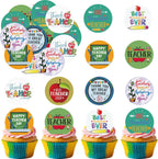 36 Pack Edible Teacher Appreciation Cupcake Toppers Wafer Paper Thank You Teacher Cupcake Picks Best Teacher Cake Decor for Teacher's Day Party Cake Decor Supplies
