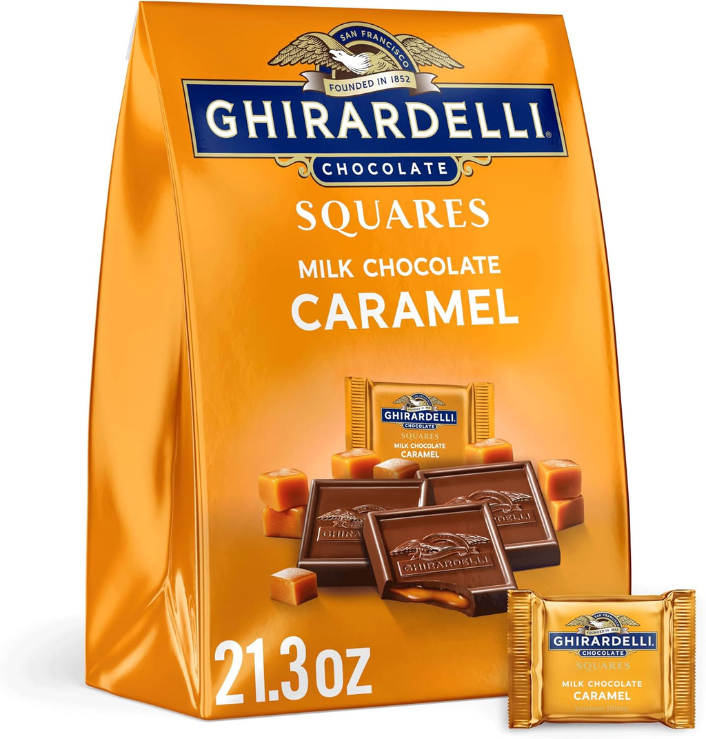GHIRARDELLI Milk Chocolate Caramel Squares, Individually Wrapped Candy for Gifting and Sharing, 21.3 oz Bag