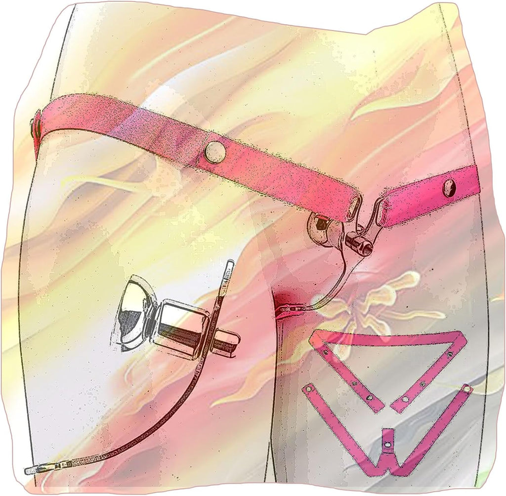 Male Portable Flat Protection Cage with Waist Belt, Special Negative Inverted Cage Set for Sissy Men 3234 -USXA03 (Pink)