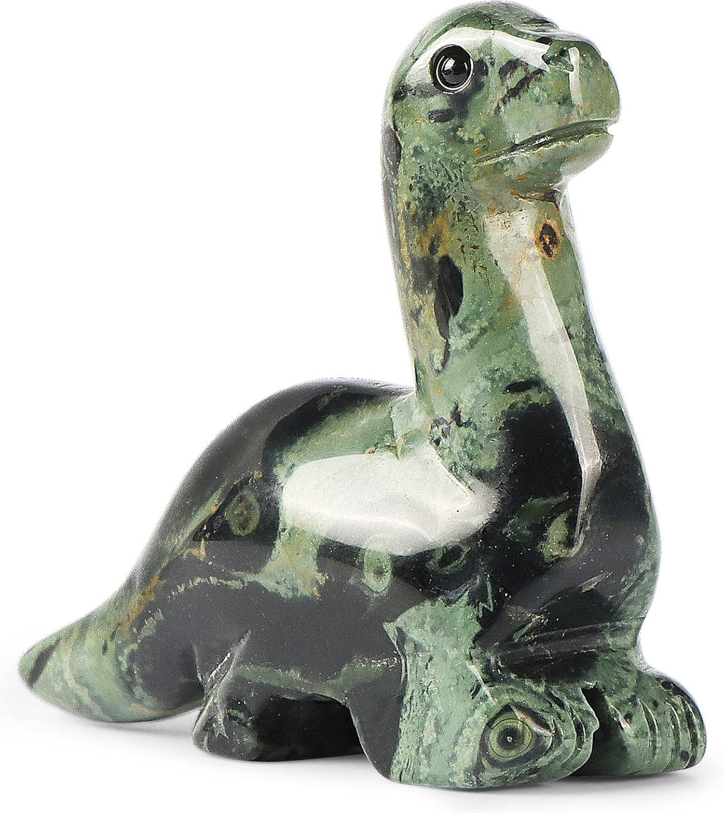 Artistone Kambaba Jasper Dinosaur Crystal Figurine Hand Carved Realistic Gem Dinosaur Figures Statue Animal Collectable Decoration or Gifts