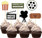 12 PCS Movie Night Cupcake Toppers, Hollywood Movie Theme Cake Decor for Movie Themed Birthday Party Supplies