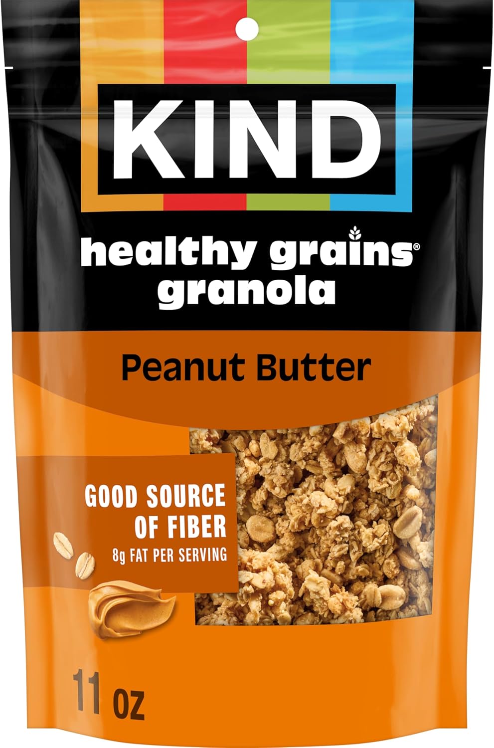 Kind Healthy Grains Granola, Peanut Butter Clusters, Gluten Free, Healthy Snack Mix, 10g Protein, 11oz, 1 Count