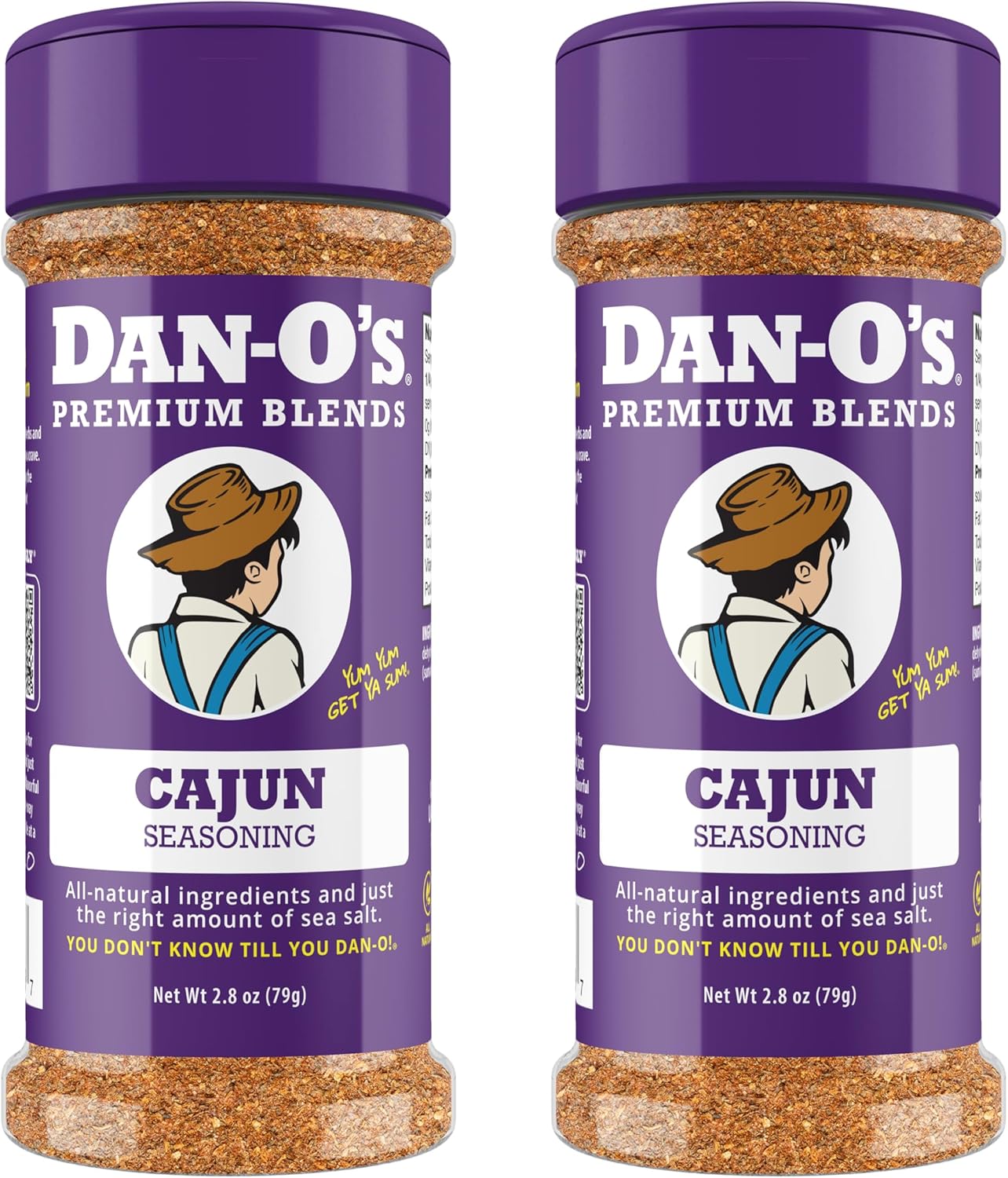Dan-O's Cajun Seasoning, 2.8 oz Bottle, 2 Pack, Spicy Seasoning for Gumbo, Jambalaya, Shrimp, Chicken and More, Sugar Free, Zero Calorie, Use this Spice Blend to Craft a Marinade, Dry Rub or Sauce
