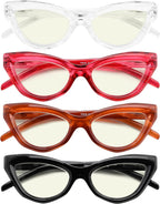 Eyekepper 4-Pack Reading Glasses Blue Light Blocking Cat-eye Computer Glasses Readers Women