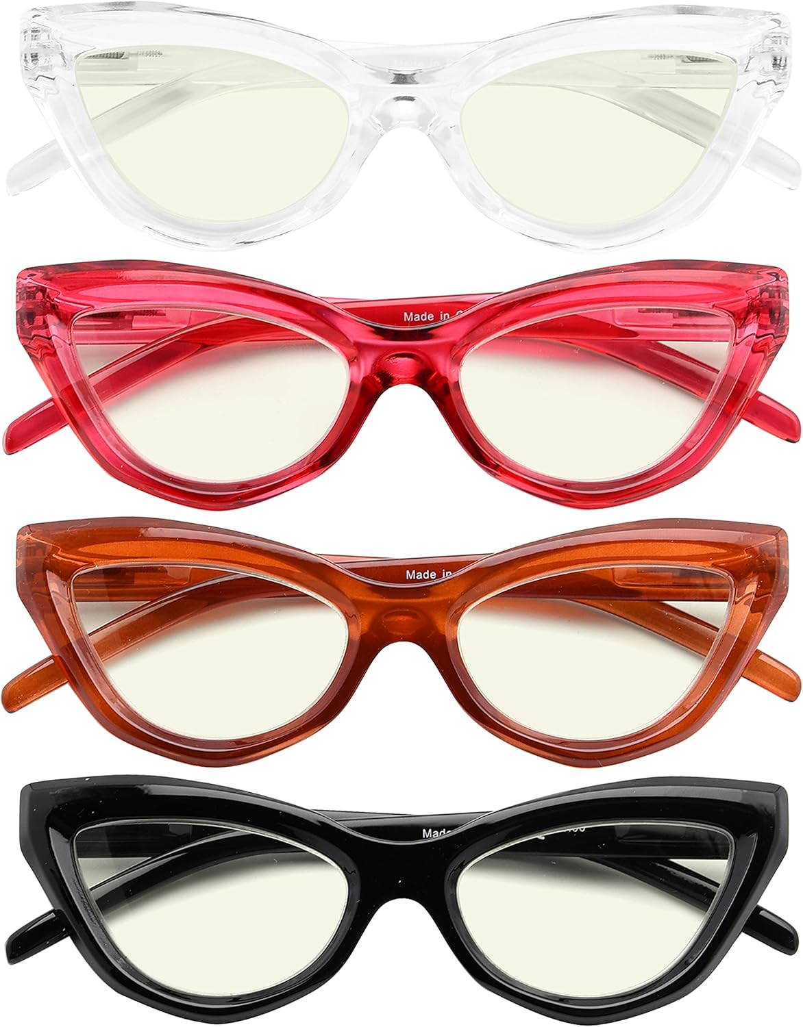 Eyekepper 4-Pack Reading Glasses Blue Light Blocking Cat-eye Computer Glasses Readers Women