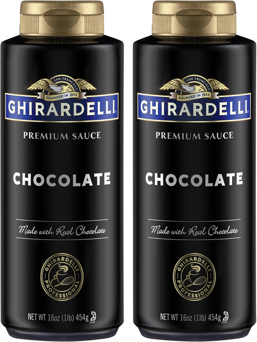 Ghirardelli Chocolate Sauce, Black Label 16oz Squeeze Bottle (Pack of 2)