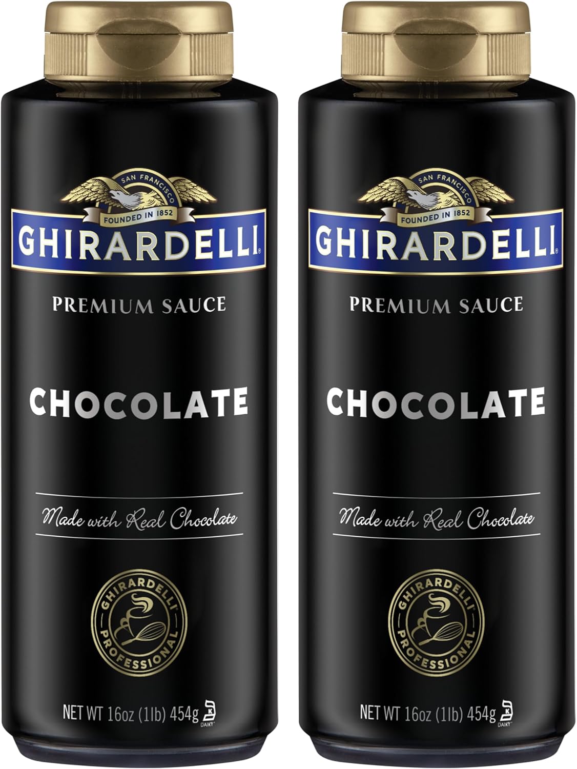 Ghirardelli Chocolate Sauce, Black Label 16oz Squeeze Bottle (Pack of 2)