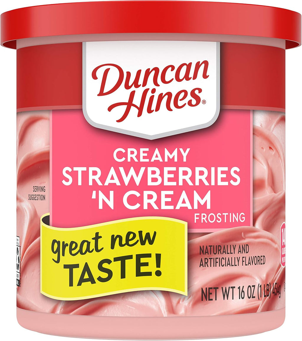 Duncan Hines Creamy Strawberries 'n Cream Flavored Frosting, Easter Baking, 16 oz. (Pack of 8)