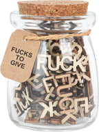 Fucks to Give Gift Jar,Fuck Wooden Cutout Letter Piece Bad Mood Vent Spoof Birthday Day,Holiday, Gag Gifts to Friend,Funny Gift,Valentines Day.