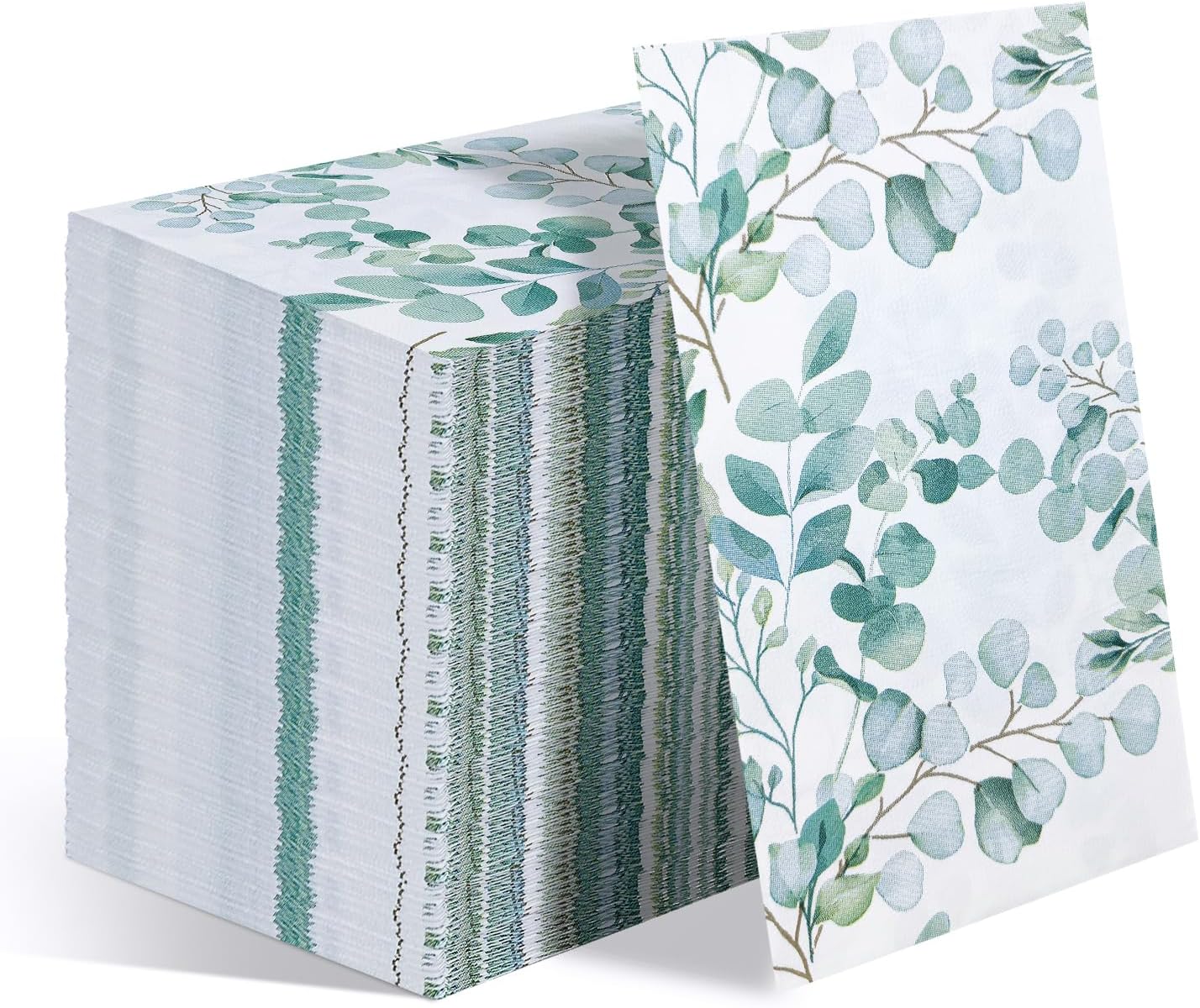 SietDESEO 50 Pieces 3-Ply Greenery Eucalyptus Napkins - 13 x 15.7 Inches Disposable Guest Bathroom and Dessert Napkins - Hand Towels for Wedding, Birthday, Party, Paper Dinner