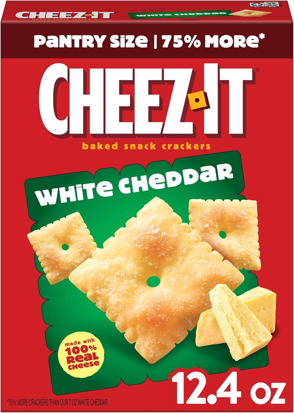 Cheez-It Cheese Crackers, Baked Snack Crackers, Lunch Snacks, White Cheddar, 12.4oz Box (1 Box)