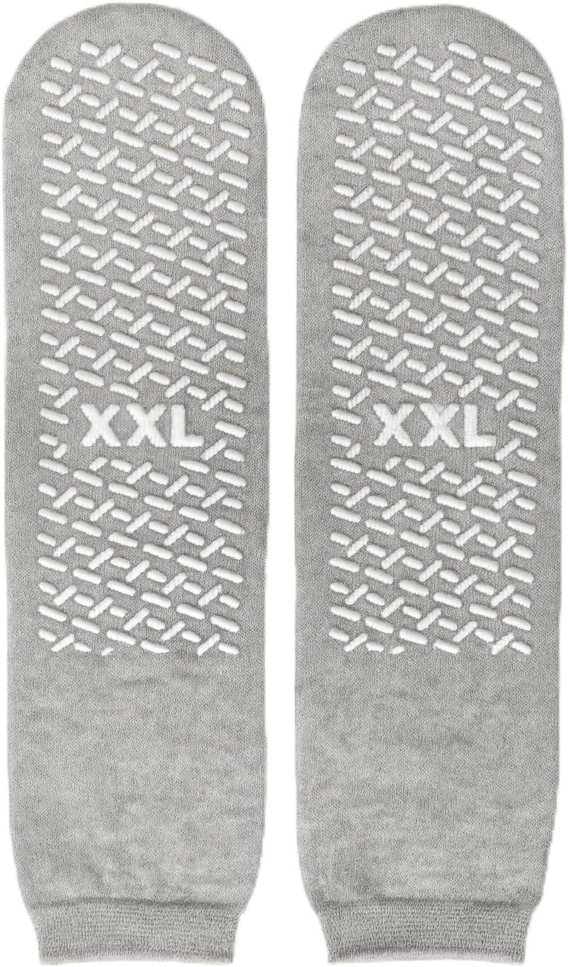 2XL Non Slip Sock, Extra Wide Slipper Socks, Gripper Socks, Non-Skid, Single Tread (Pack of 3)