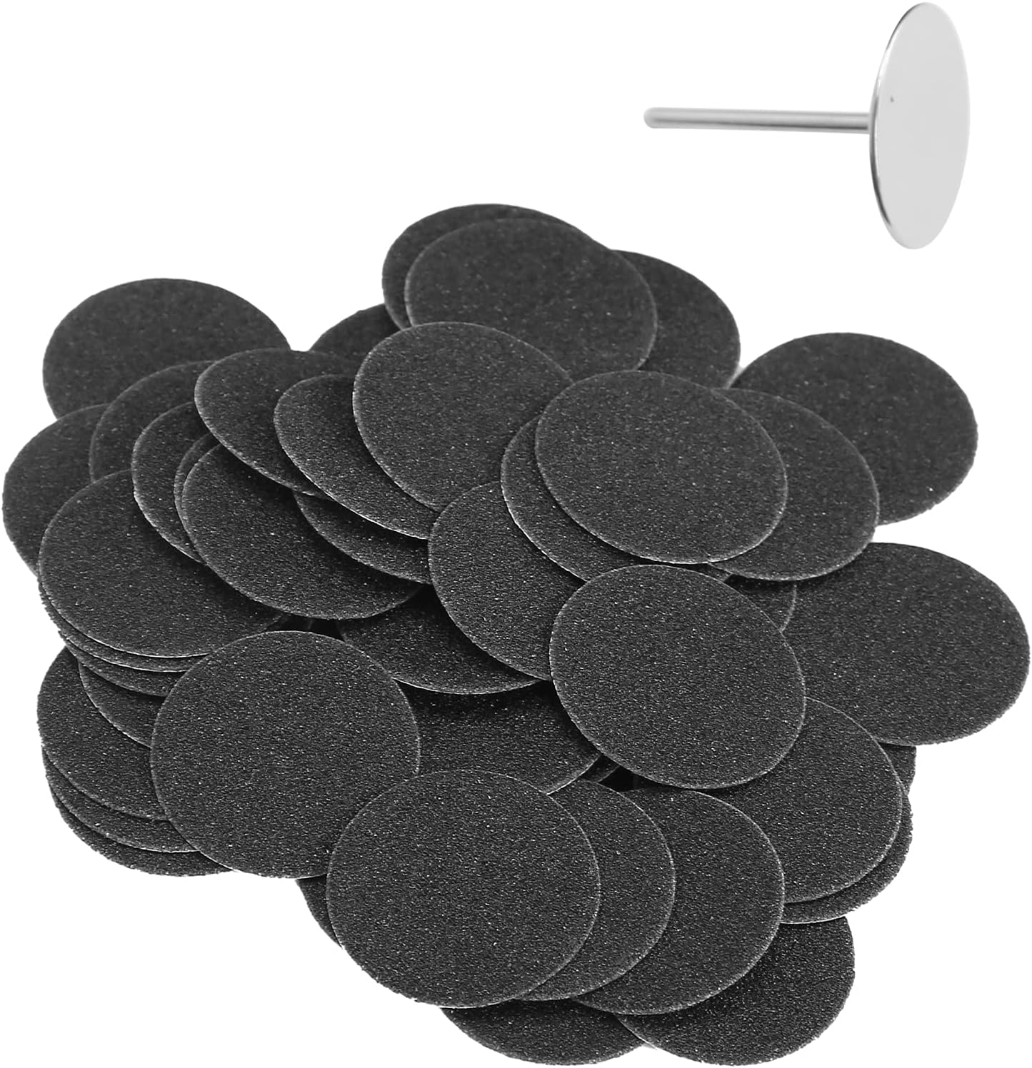 50pcs Washable Electric Callus Remover Discs with Stainless Steel Shaft Replacement Sanding Pads for Foot Grinder,Feet Pedicure Tool (φ25mm)