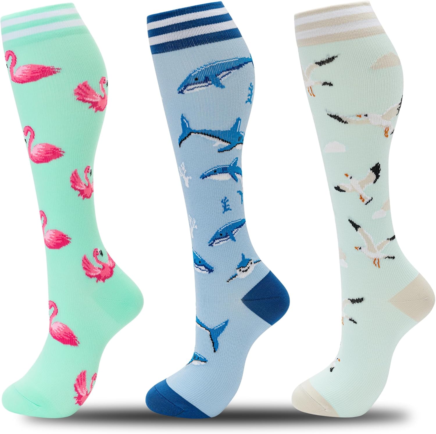 fenglaoda Compression Socks for Women Men 3 Pairs Graduated Compression Support Circulation Socks for Nurses