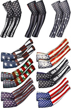Geyoga 9 pairs American Flag Arm Sleeves for Men Women, 250th Anniversary Independence Day Cooling Sun Protection Sleeves, Ice Silk Faith Cross Arm Covers for Baseball Football Cycling Outdoor Sports