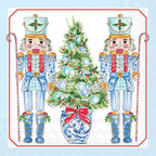 IHR Ideal Home Range Christmas Nutcracker Napkins Rosanne Beck - Disposable 3-Ply Paper Party Napkin Pack, Lunch Size 6.5" x 6.5", Blue Nutcrackers, 20-Count