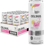 CELSIUS Fizz Free Pink Lemonade, Sugar Free Energy Drink, 12 Fl Oz (Pack of 12)