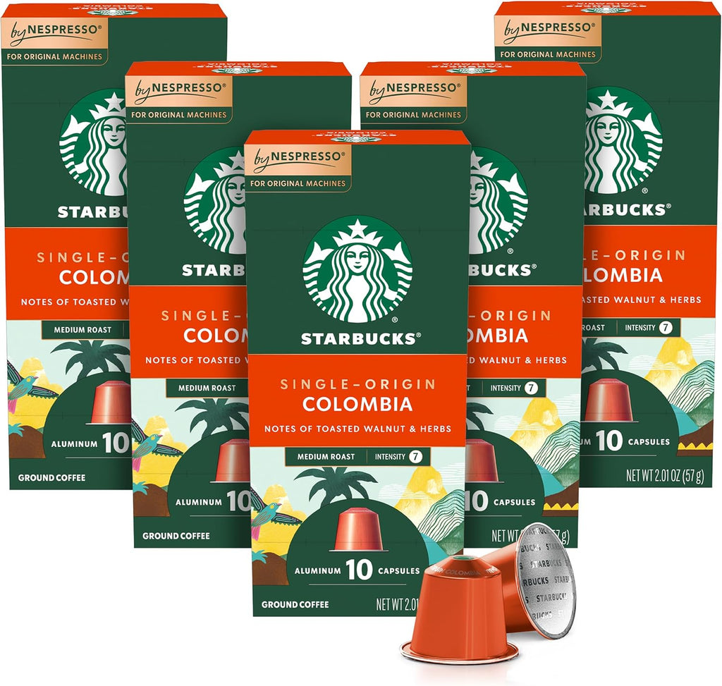 Starbucks by Nespresso Original Line, Single-Origin Colombia, Medium Roast Coffee, 50-count Espresso Pods