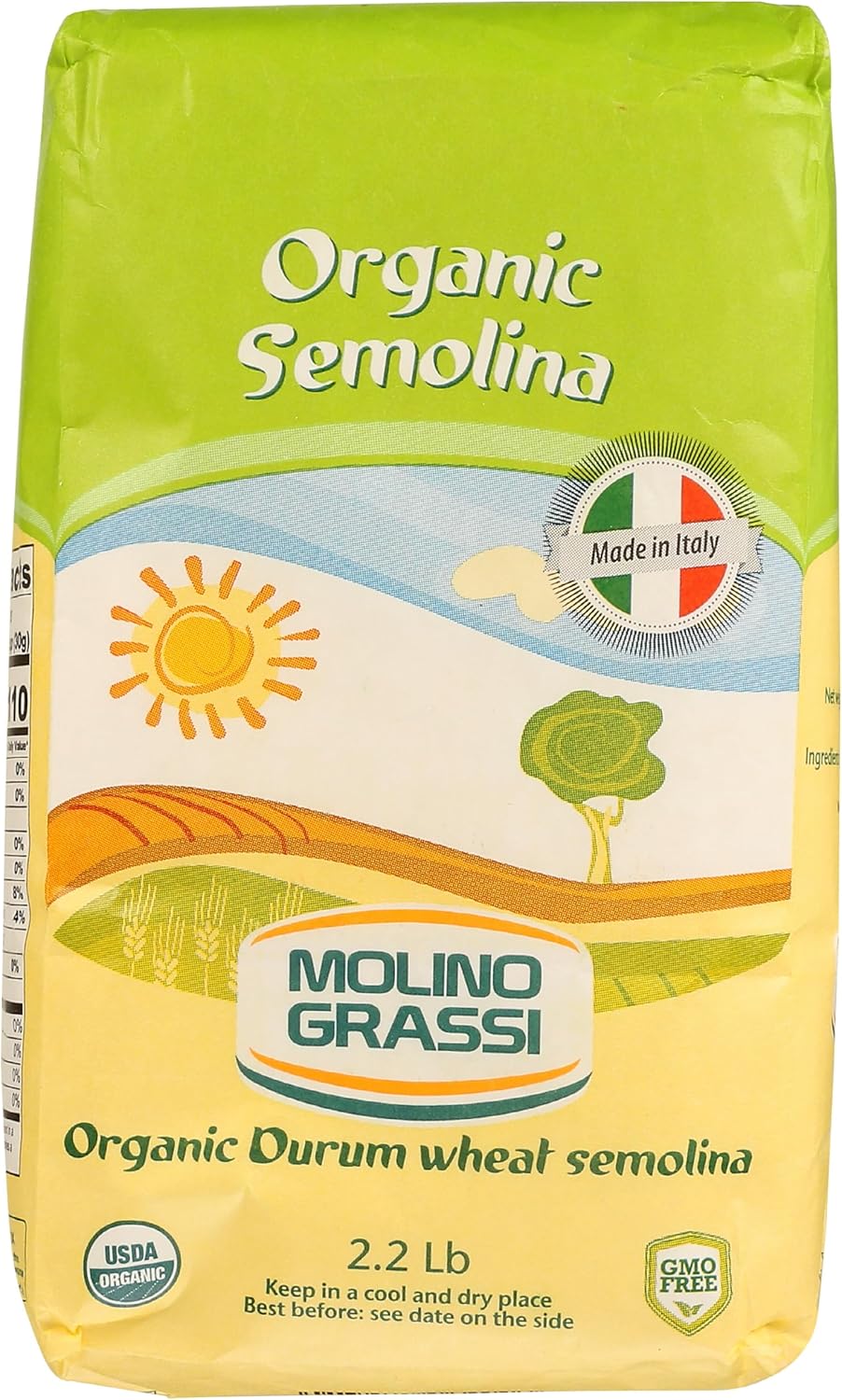 MOLINO GRASSI Organic Italian Semolina Flour, 35.2 OZ