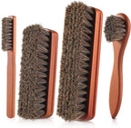 4 Pcs Shoe Brush, Boot Brush, Horse Hair Brush for Leather, Shoe Polish Brush, Professional Leather Shoe Care Brushes, Horsehair Shoe Shine Brush Cleaning Brush Care Clean Dauber Applicators
