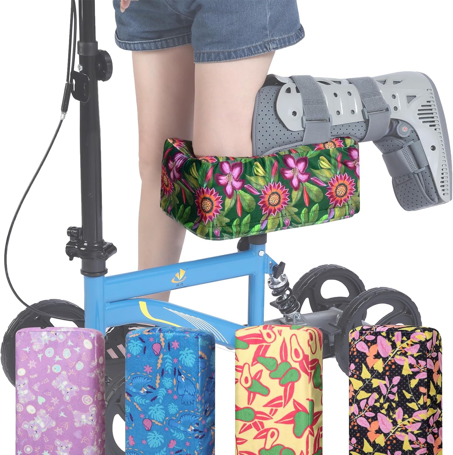 Knee Scooter Cushion 2" thick Memory Foam Knee Scooter Pad for Comfort w/Removable Cover Walker/Roller Accessories fits Most Models