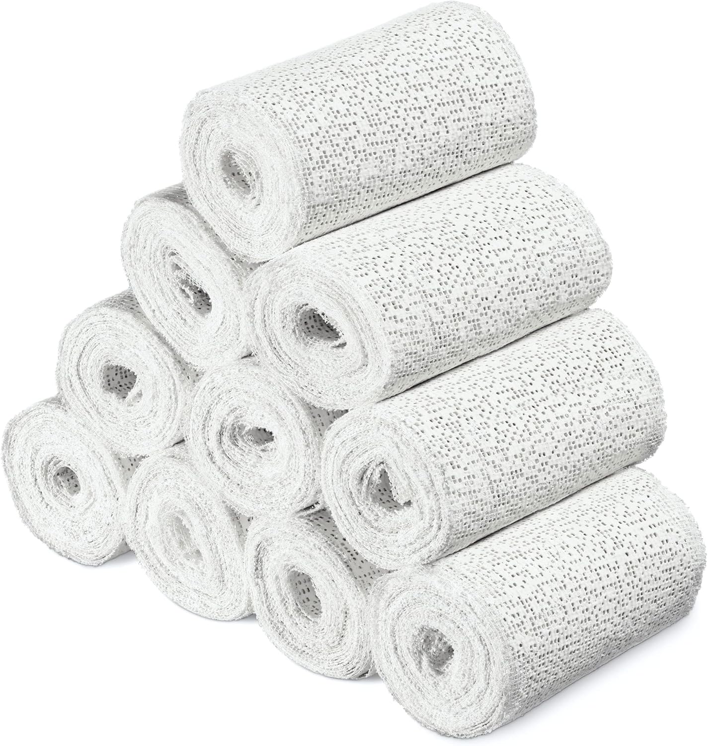 Navaris Plaster Cloth Rolls (M, Pack of 10) - Gauze Bandages for Body Casts, Plaster of Paris for Craft Projects, Belly Casting Kit Pregnancy - Easy Use Wrap Strips - 4" W x 118" L