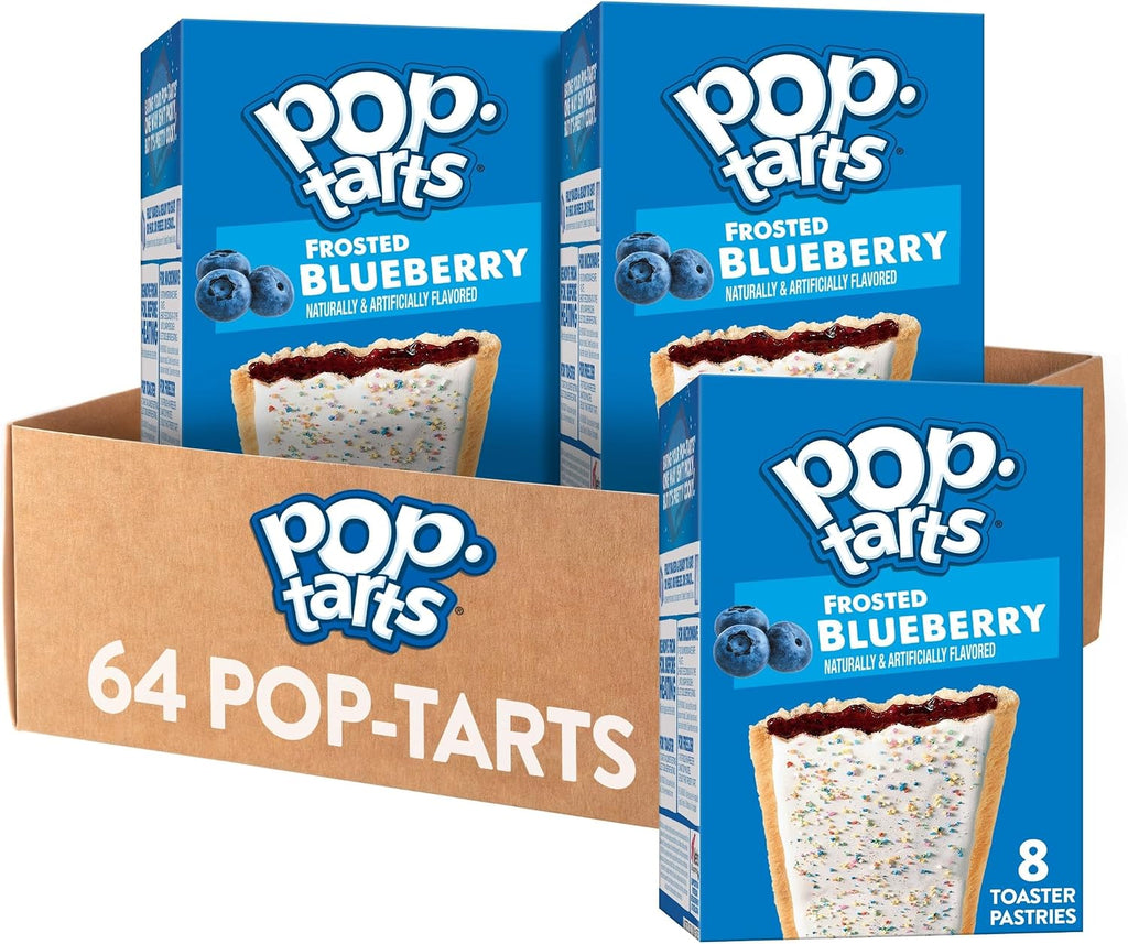 Pop-Tarts Toaster Pastries, Breakfast Foods, Kids Snacks, Value Pack, Frosted Blueberry (64 Pop-Tarts)