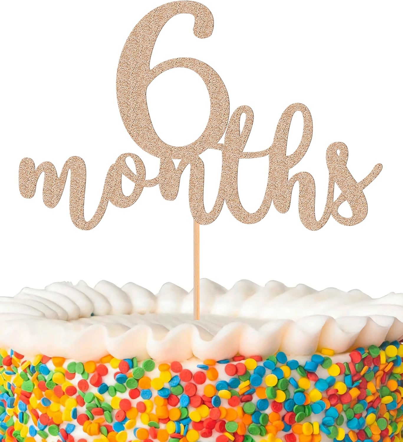 6 Months Cake Topper - Golden Glitter 1/2 Birthday Cake Decorations, Perfect for Baby Shower/Gender Reveal Party/Baby Party Photo Booth Props (Rose Gold)