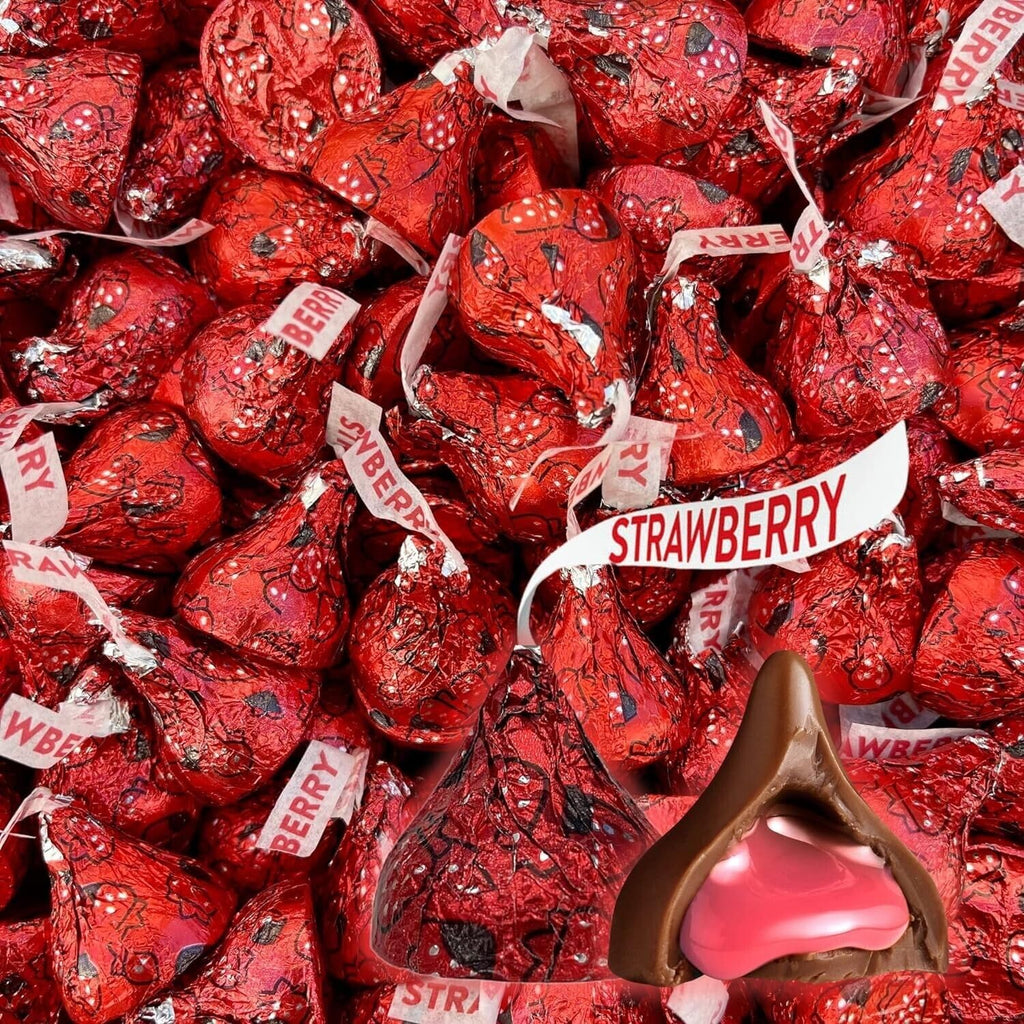 Candykrave Hershey'es Kisses Strawberry Dipped Chocolate Candy- 1lb (100 pcs) - Bulk Pack of Chocolate Covered Valentine's Day Candy, Bulk Chocolate for Valentines, Easter & Thanksgiving.