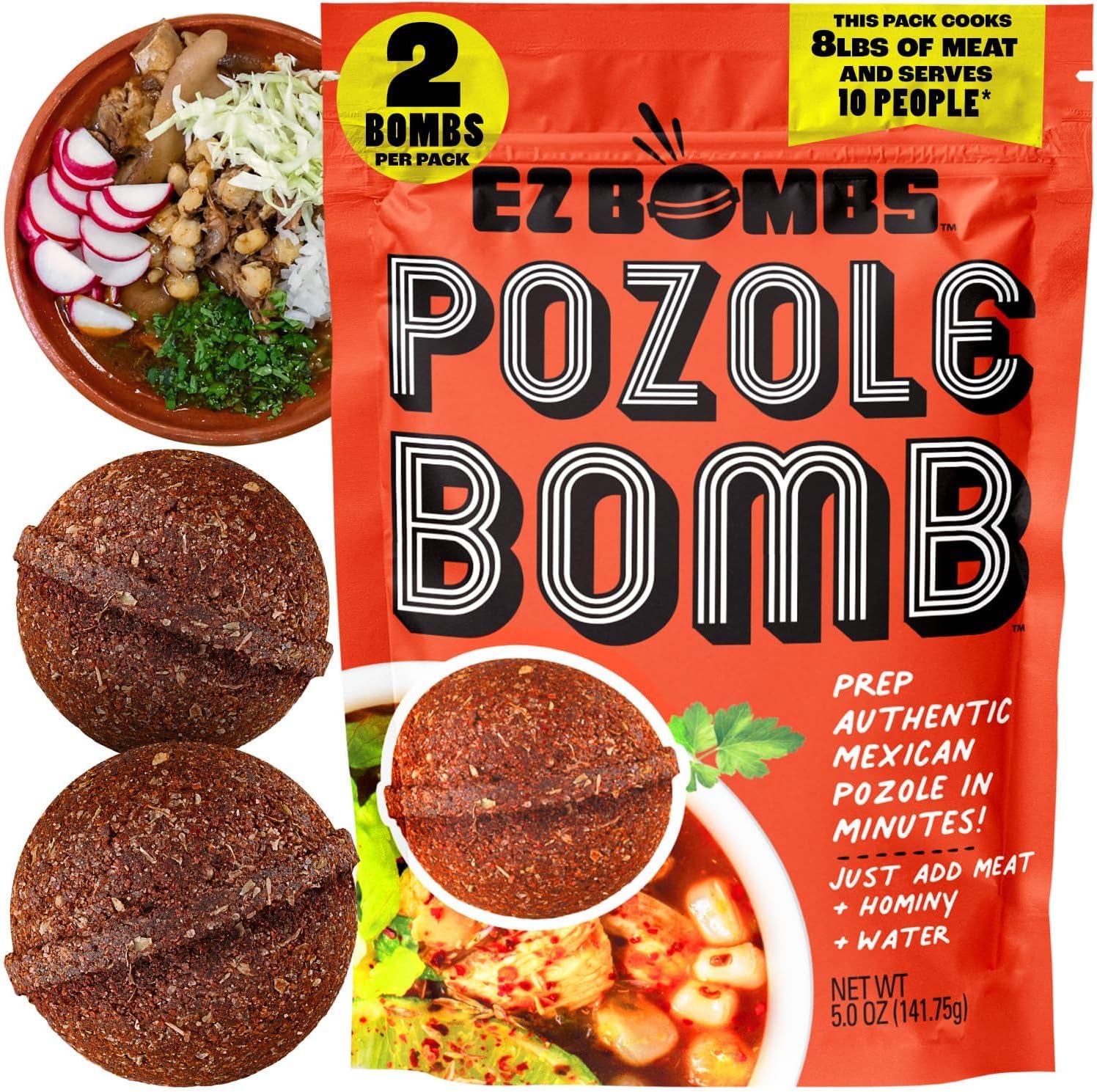 EZ Bombs Pozole Bomb Seasoning, Pack of 2 – Authentic Mexican Soup Mix for Traditional Pozole, Made with Real Chiles, Herbs & Spices for Quick and Flavorful Meals