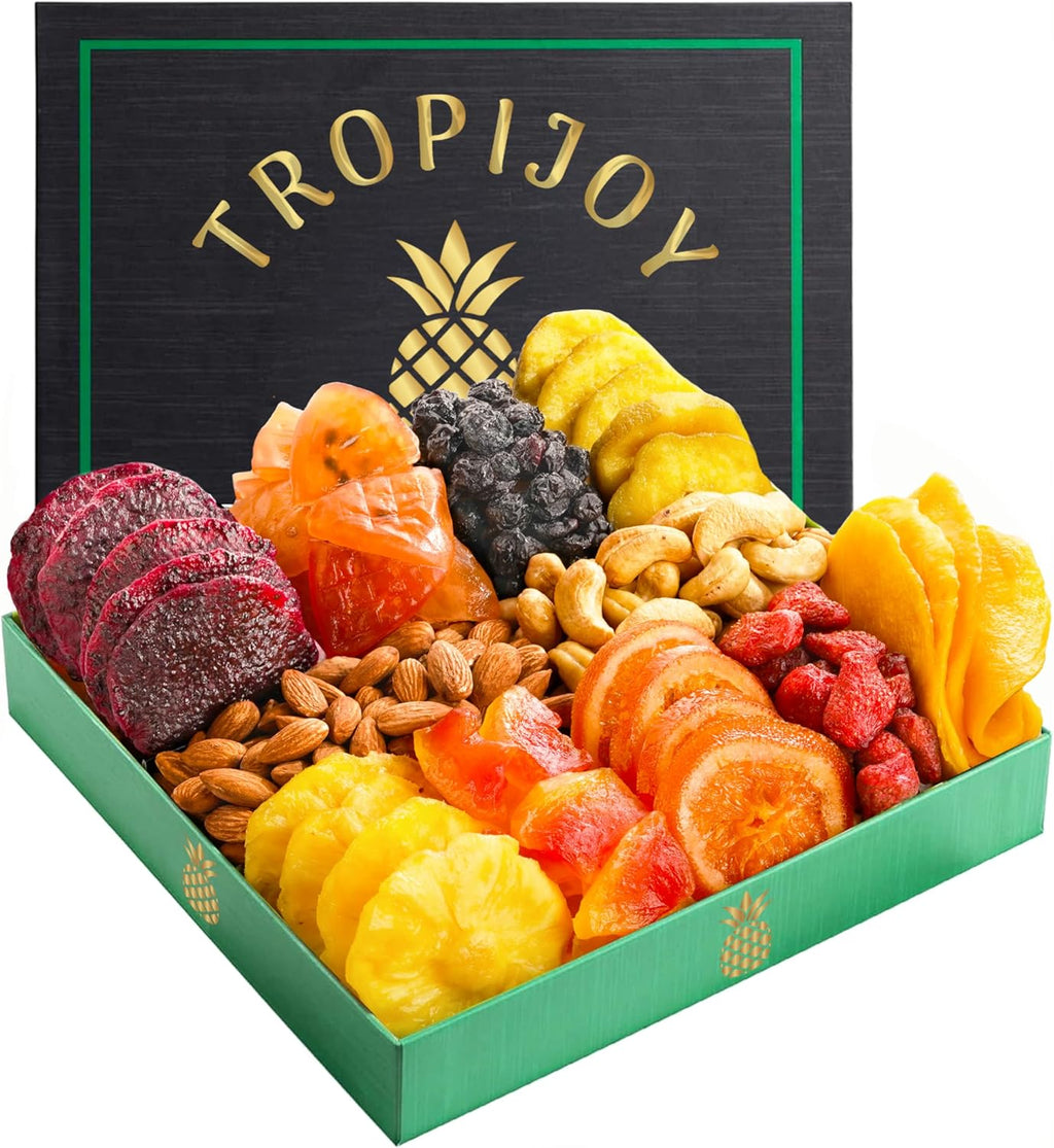 Dried Fruit Gift Basket – 11 Tropical Flavor Adult Easter Baskets for Adults | 20oz Soft Dried Fruit and Nuts Gift Basket - Dry Fruits Gift Box - Dried Fruit Basket Gift - Easters Gifts Passover Gifts
