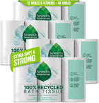 Seventh Generation Toilet Paper Recycled Bath Tissue 4-Pack 100% Recycled Paper 2-ply without Chlorine Bleach 12 Rolls