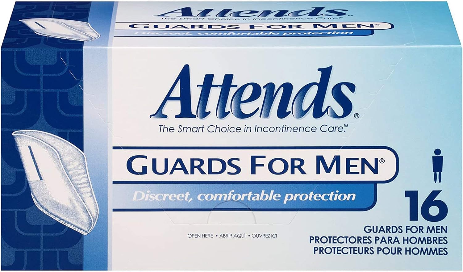 Attends Guards for Men Incontinence Care, One Size, 16-Count (x4)