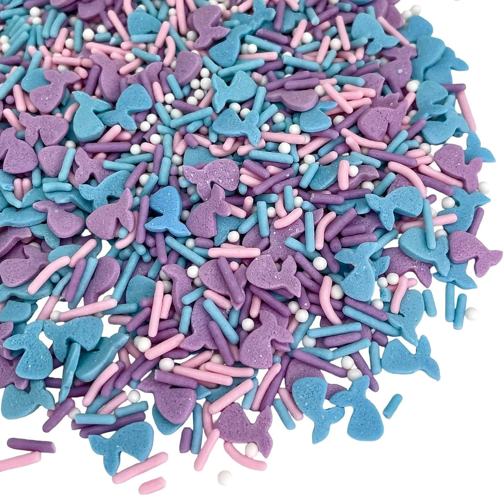 Manvscakes, Mermaid Sprinkles for Baking, Soft Jimmies, Naturally Colored, No Artificial Dyes, Blue Pink Purple, Cake, Cupcake Toppings, 3oz