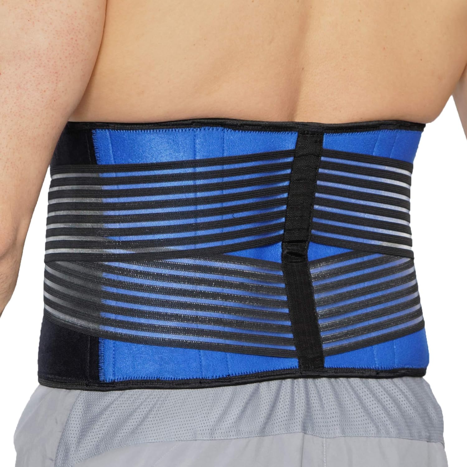 NeoTech Care Neoprene Back Brace for Men or Women - Adjustable & Breathable Lumbar Support Belt for Lower Back Pain (Blue, Size M)