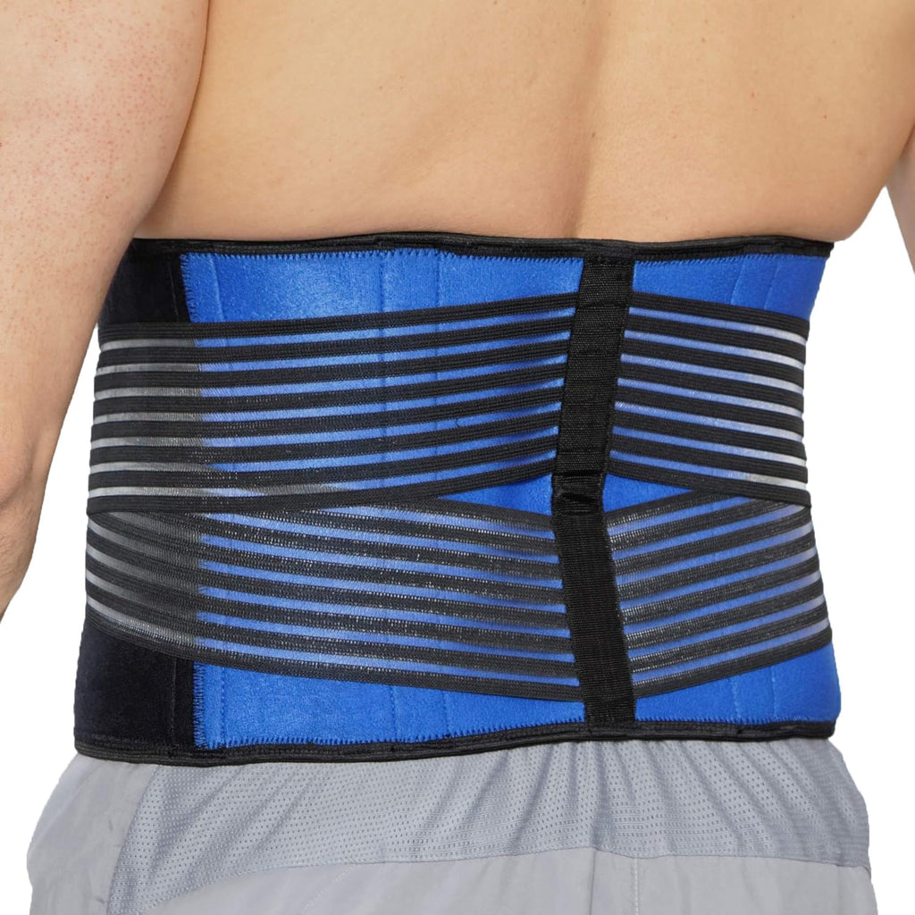 NeoTech Care Neoprene Back Brace for Men or Women - Adjustable & Breathable Lumbar Support Belt for Lower Back Pain (Blue, Size XL)