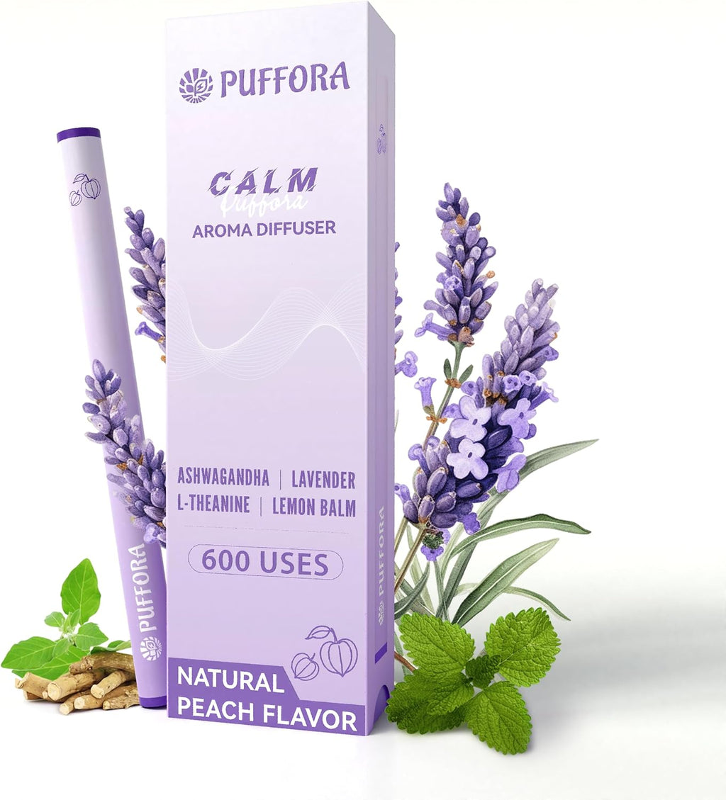 Herbal Aromatherapy Pen, Plant-Based - Ashwagandha, Lavender, L-Theanine, Lemon Balm, Vitamin B1 & B6, Supports a Calm Mood, Relaxed Feelings, 600 Uses