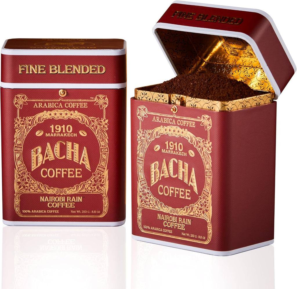 Bacha Coffee | Nairobi Rain Fine Blended, Ground Beans, Medium Dark Roast, 100% Arabica Specialty Coffee, 250g Signature Nomad Collection, Gift Box