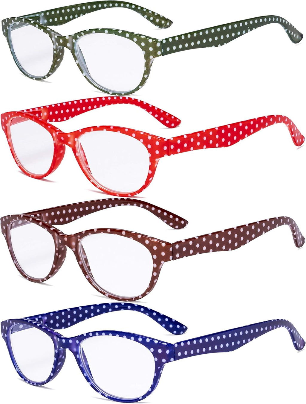 Eyekeppe 4 Pack Ladies Reading Glasses Polka Dots Cat-eye Design Readers for Women Reading +1.50