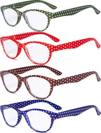 Eyekeppe 4 Pack Ladies Reading Glasses Polka Dots Cat-eye Design Readers for Women Reading +1.50