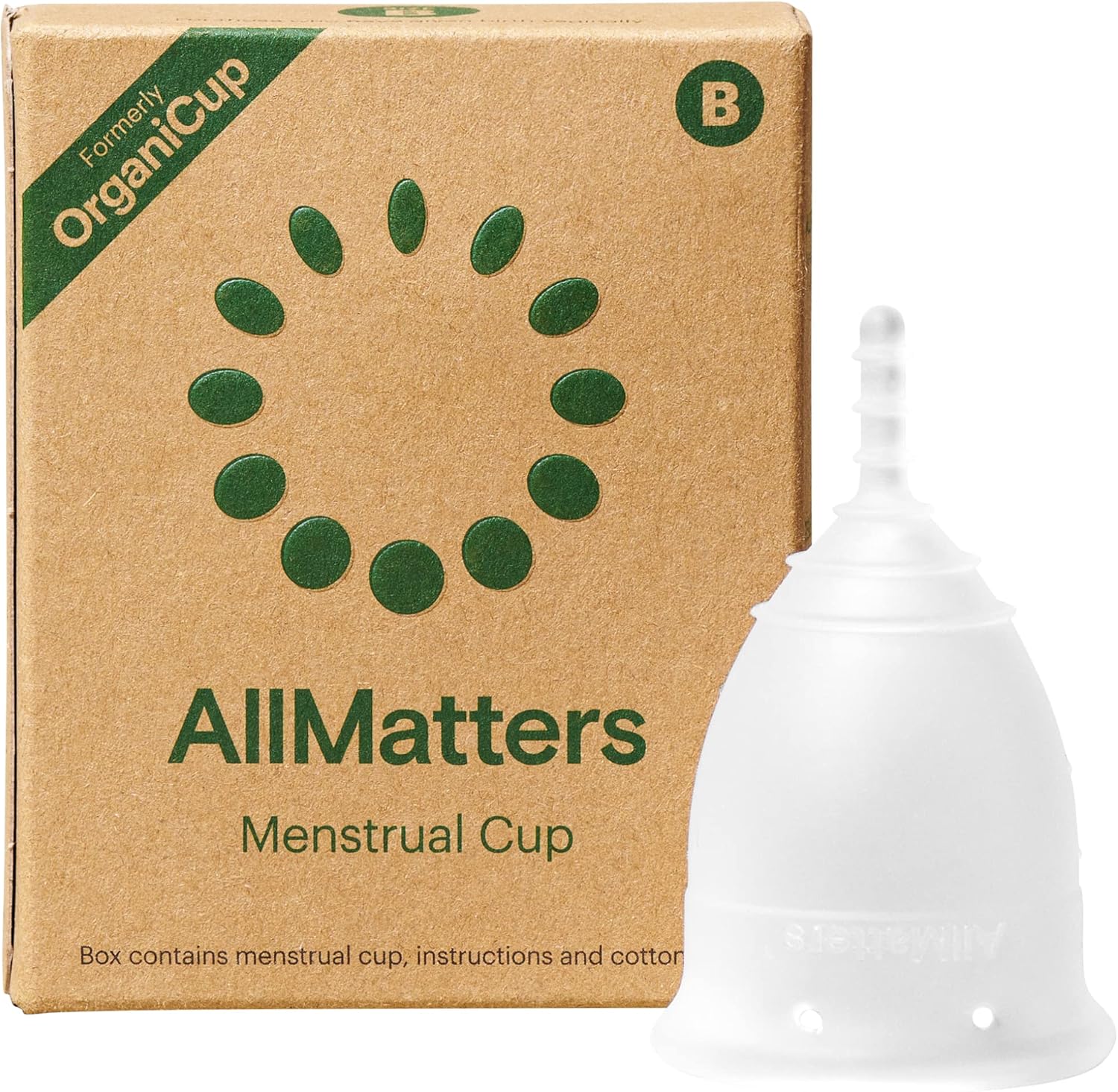 Menstrual Cup by AllMatters - Size B - Superior to Pads & Tampons - Voted Best Menstrual Cup by Reviewed - Made in Germany - Soft and Flexible