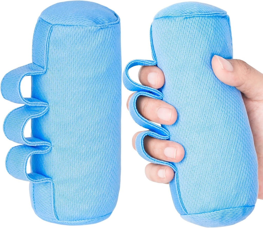 Palm Grips, Hand Contracture Cushions, Finger Grips, Finger Splitter, Palm Protector for Hand Contracture, Grip Strengthener Pad, Stress Relief, for Elderly Care, Washable, Blue, S, 2 Pcs