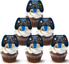 Blue Video Game Controller Cupcake Toppers, Set of 42 – Gamer-Themed Decorations for Birthdays and Events by Pretty Cute Studios
