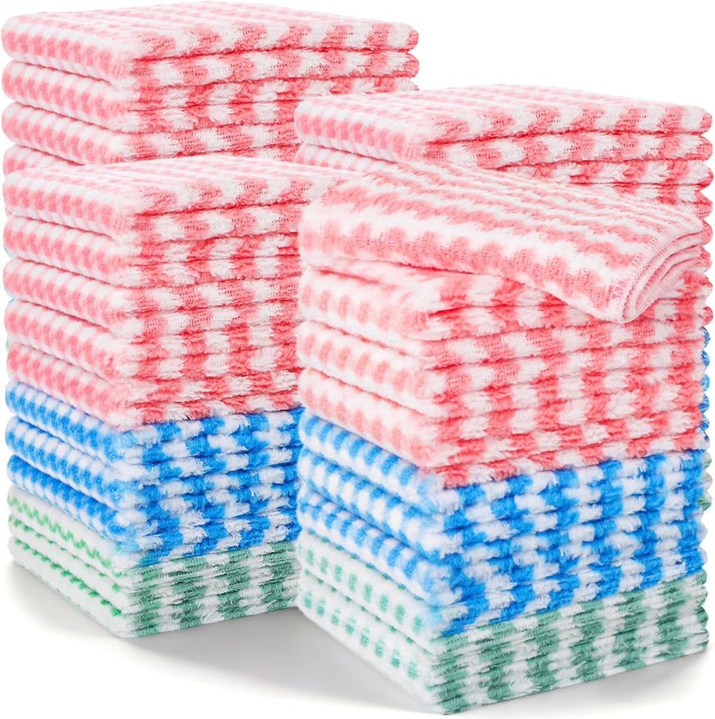 100 Pack Microfiber Cleaning Cloth, Soft Absorbent Rags 10" x 10" Kitchen Towels Double-Sided Wash Cloths for Home House Kitchen Dish Drying Washing Window Cleaning Supplies